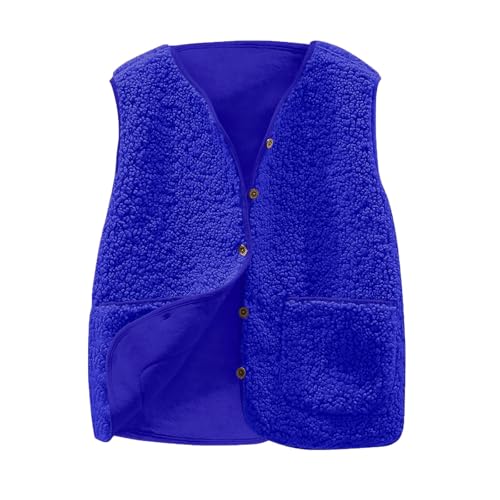 Battnot Damen Fleeceweste Schwarz Ärmellos Winter Warm, Fellweste Damen Kurz Plüschweste Teddyfleece Jacke Fleece Winterweste, V-Ausschnitt Knöpfen Teddyweste Outwear M von Battnot