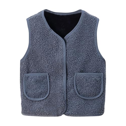 Battnot Fleeceweste Kinder Ärmellose Weste Einfarbig V-Ausschnitt Teddy Jacke Herbst Winter Warm Teddy Weste Plüschweste Kurz Fellweste Leicht Casual Fleecejacke üBergangsjacke Mädchen Outdoorjacke von Battnot