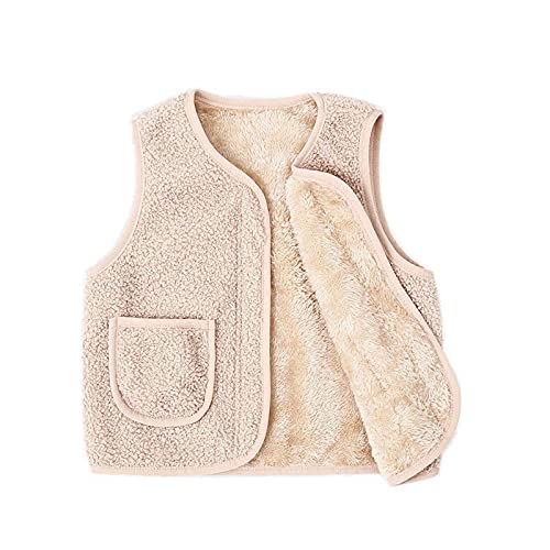Battnot Fleeceweste Kinder Ärmellose Weste Einfarbig V-Ausschnitt Teddy Jacke Herbst Winter Warm Teddy Weste Plüschweste Kurz Fellweste Leicht Casual Fleecejacke üBergangsjacke Mädchen Outdoorjacke von Battnot