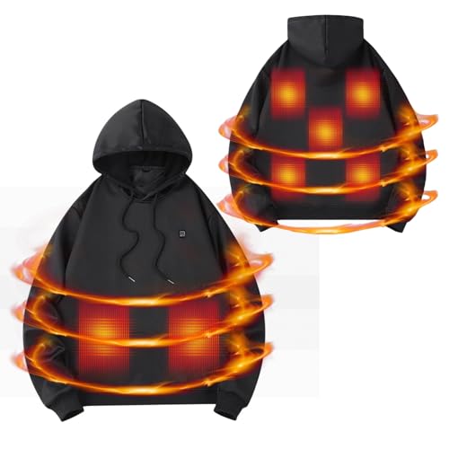 Battnot Herren Damen Beheizbarer Hoodie: Heated Beheizter Kapuzenpullover Heizung 5 Heizzonen 3 Temperaturregelung Plüsch Sweatshirt Kleidung Beheizbarer Hoodie für Herren Damen Beheizte Jacken von Battnot