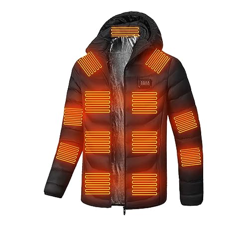 Battnot Heizjacke Herren Damen Beheizbare Jacke USB Elektrische Beheizte Jacke mit 3 Temperaturstufen Beheizbare Weste Warme Winterjacke Wärmjacke mit Kapuze Heizmantel Funktionsjacke Outdoorjacke von Battnot