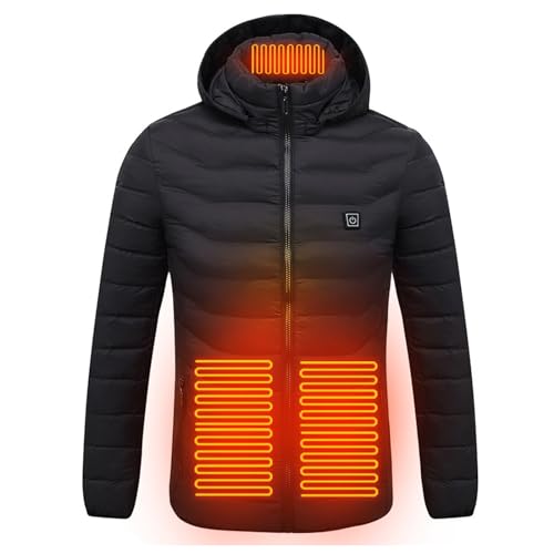 Battnot Heizjacke Herren Damen Elektrische Beheizte Jacke mit 3 Temperaturstufen Warme Jacke USB Beheizte Jacke Kapuzenjacke Langarm Beheizbare Weste Winterjacke Beheizbare Jacke Outdoorjacke von Battnot