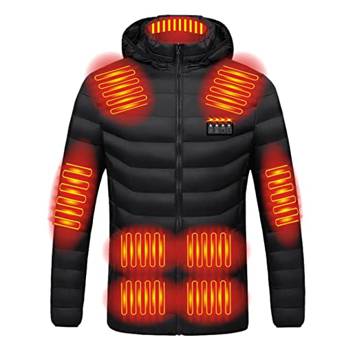 Battnot Heizjacke für Herren Damen, Elektrischer Beheizbare Jacke Warme Beheizte Jacke Heizjacke USB Winterjacke mit 3 Einstellbar Temperatur 19 Heizzonen Heizmantel Kapuze Funktionsjacke von Battnot