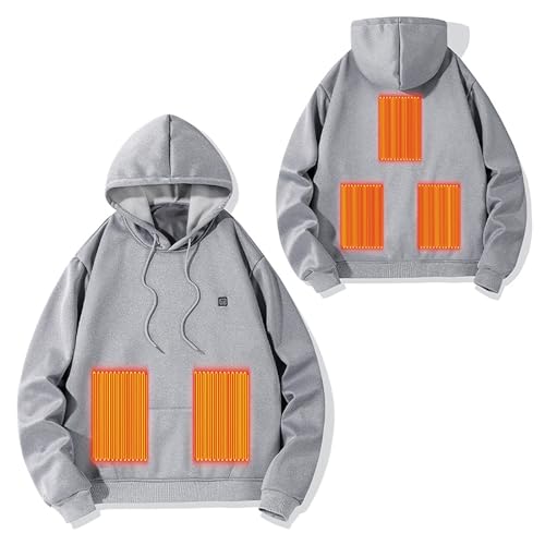 Battnot Heizly Hoodie Sweatshirt Herren Damen Beheizbare Pullover Kapuzenjacke Winter Warm Heizmantel USB Elektrischer Beheizte Sweatjacke mit Tasche und Kordelzug Beheizbare Pullover von Battnot