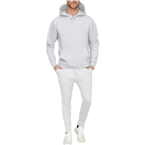 Battnot Herren 2 Pcs Jacquard Sweatsuit Outfits Hoodie Sweatshirt & Joggers Sweatpants Set Trainingsanzug Herren Sportbekleidung Trainingsanzug Herren Einfarbig Hoodie Mit Kapuze Langarm Hausanzug von Battnot