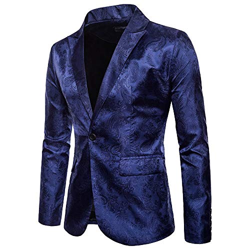 Battnot Herren Anzug Fashion Slim Fit Muster Jacke, Charme Männer Mantel für Hochzeit und Party Business Casual One Button Suit Blazer Regular Fit Blazer Mens Top Coat Outwear Schwarz Rot Lila M-2XL von Battnot