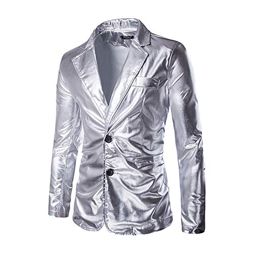 Battnot Herren Anzug Slim Fit Gold Heißprägen Print Blazer, Männer Mantel für Geschäft Hochzeit Party Business Casual Knöpfe Jacke Suit Regular Fit Mens Fashion Top Coat Outwear M-3XL Stilvolle Bluse von Battnot