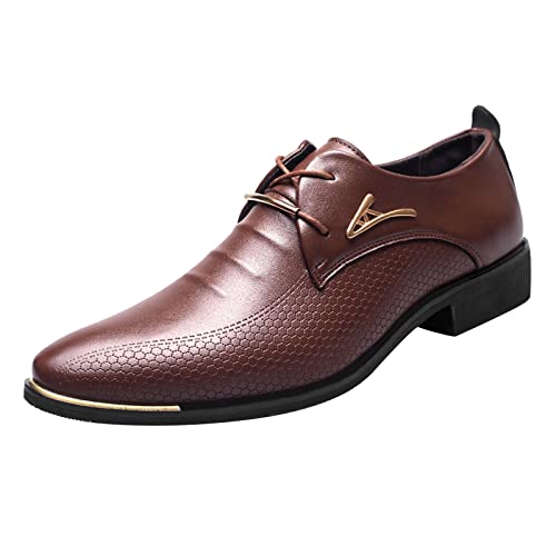 Battnot Herren Anzugschuhe Schwarz Braun Oxford, Männer Lederschuhe Business Schnüren Hochzeitsschuhe Derby Schnürschuhe rutschfeste Atmungsaktiv Smoking Halbschuhe Männlichen Spitzschuhe hohe Sohle von Battnot