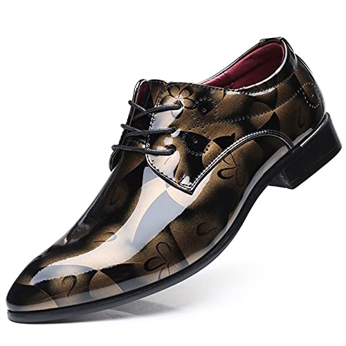 Battnot Herren Business Schuhe Derby Anzugschuhe Business Herren, Lederschuhe Lackleder Hochzeit Derby Schnürhalbschuhe Oxford Smoking Schuhe Hochzeitsschuhe Männer Leder Braun von Battnot