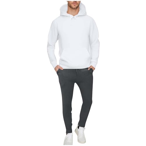 Battnot Herren Jogginganzug Trainingsanzug Freizeitanzug Einfarbig Hoodie Mit Kapuze Langarm Mit Taschen Hausanzug 2-Teilig Fitness Kapuzenpullover Jogginghose Sportanzug Set Sportbekleidung von Battnot