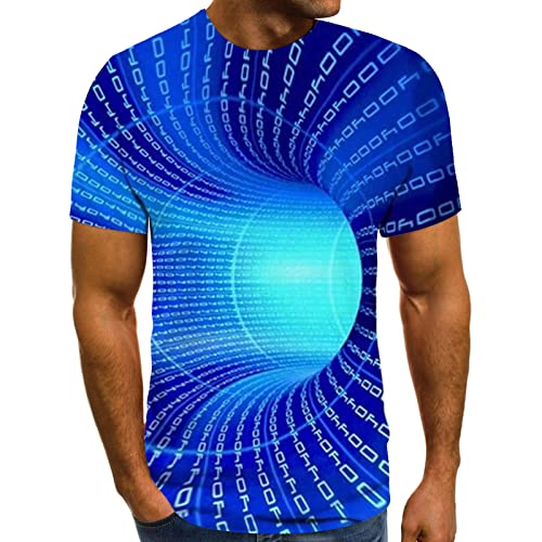 Battnot Herren T Shirt Lustig Sommer 3D Punkt Gedruckt Schwarz, Männer Tops Kurzarm Rundhals Interessant Hochzeit Bar Party Karneval Strand Freizeit Bluse Mens Funny Cosplay Clothing M-3XL Blau Grün von Battnot