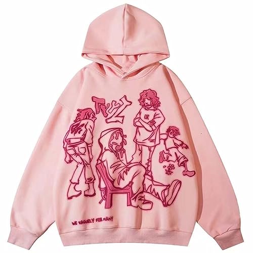 Battnot Hoodie Damen Oversize Sweatshirt Hoody Damen mit Kapuze Rundhals Pullover Casual Tops Harajuku Hip Hop Sweatshirt Vintage Goth Druck mit Kapuze 90er E-Girl Top Damen Kapuzenpullover von Battnot