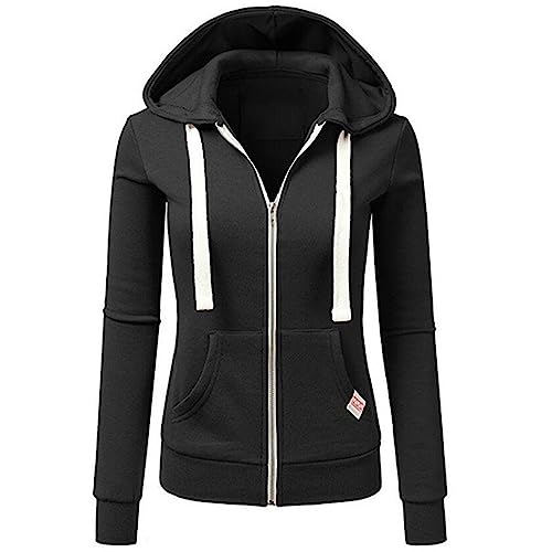 Battnot Hoodie Damen Sweatshirt mit Kapuze Jacke Damen Sweatjacke Hoodie Sweatshirt Oberteile Damen Pullover Kapuzenpullover Pulli mit Reissverschluss Einfarbig Full Zip Kapuzenpullover Kapuzenjacke von Battnot