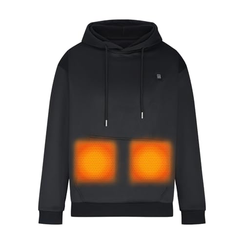 Battnot Hoodie Sweatshirt Herren Damen Beheizbare Pullover mit 5 Heizzonen Kapuzenjacke Winter Warm Heizmantel USB Elektrischer Beheizte Sweatjacke Beheizbare Hoodie mit Tasche und Kordelzug von Battnot