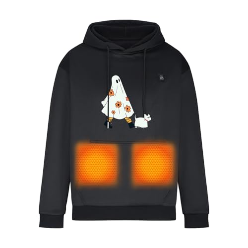 Battnot Hoodie Sweatshirt Herren Damen Beheizbare Pullover mit 5 Heizzonen Kapuzenjacke Winter Warm Heizmantel USB Elektrischer Beheizte Sweatjacke Beheizbare Hoodie mit Tasche und Kordelzug von Battnot