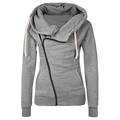 Battnot Jacke Damen Sweatjacke Zip Hoodie Pulli Oberteile Damen Kapuzenpullover Pullover mit Kapuze Kapuzenjacke Kapuzenjacke Hoodie mit schrägem Reissverschluss Übergangsjacke Damen Sweat Jacke von Battnot