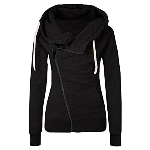 Battnot Jacke Damen Sweatjacke Zip Hoodie Pulli Oberteile Damen Kapuzenpullover Pullover mit Kapuze Kapuzenjacke Kapuzenjacke Hoodie mit schrägem Reissverschluss Übergangsjacke Damen Sweat Jacke von Battnot