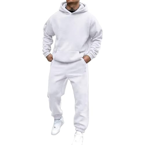 Battnot Jogginganzug Herren Sportbekleidung Trainingsanzug Herren Einfarbig Hoodie Mit Kapuze Langarm Mit Taschen Hausanzug 2-Teilig Kapuzenpullover Jogginghose Jogginganzug Set Klassisch Sportanzug von Battnot