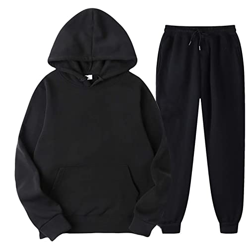 Battnot Jogginganzug Herren Sportbekleidung Trainingsanzug Herren Einfarbig Hoodie Mit Kapuze Langarm Mit Taschen Hausanzug 2-Teilig Kapuzenpullover Jogginghose Jogginganzug Set Klassisch Sportanzug von Battnot