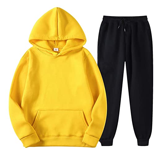 Battnot Jogginganzug Herren Sportbekleidung Trainingsanzug Herren Einfarbig Hoodie Mit Kapuze Langarm Mit Taschen Hausanzug 2-Teilig Kapuzenpullover Jogginghose Jogginganzug Set Klassisch Sportanzug von Battnot