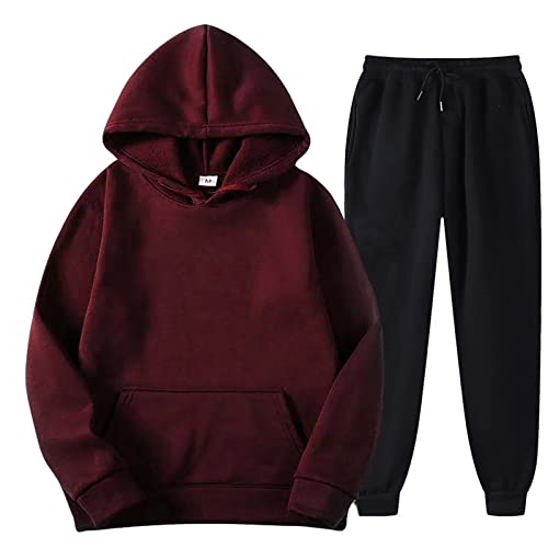 Battnot Jogginganzug Herren Sportbekleidung Trainingsanzug Herren Einfarbig Hoodie Mit Kapuze Langarm Mit Taschen Hausanzug 2-Teilig Kapuzenpullover Jogginghose Jogginganzug Set Klassisch Sportanzug von Battnot
