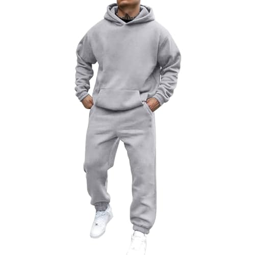 Battnot Jogginganzug Herren Trainingsanzug Sportanzug Herren Einfarbig Hoodie mit Kapuze Langarm Pullover Hausanzug 2-Teilig Kapuzenpullover Jogginghose Jogginganzug Set Klassisch Sportbekleidung von Battnot