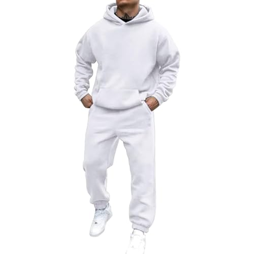 Battnot Jogginganzug Herren Trainingsanzug Sportanzug Herren Einfarbig Hoodie mit Kapuze Langarm Pullover Hausanzug 2-Teilig Kapuzenpullover Jogginghose Jogginganzug Set Klassisch Sportbekleidung von Battnot