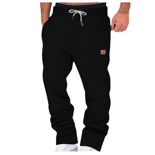 Battnot Jogginghose Herren Winter Hosen Einfarbig Relaxed-Fit Sweathose Jogginghosen Aestethic Sweatpants Elastische Taille Freizeithosen Outdoorhose Baggy Cargohosen mit Kordelzug und Taschen von Battnot