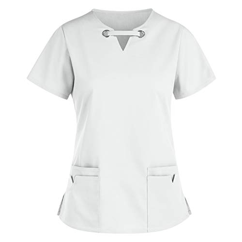 Battnot Kasack Damen Pflege Uniformen Schlupfkasack Damen Tunika Krankenpflege Uniformen Schlupfhemd Bluse Uniform Berufsbekleidung Krankenschwester Bluse Kurzarm Schlupfkasack Tshirt Tops XXXL von Battnot