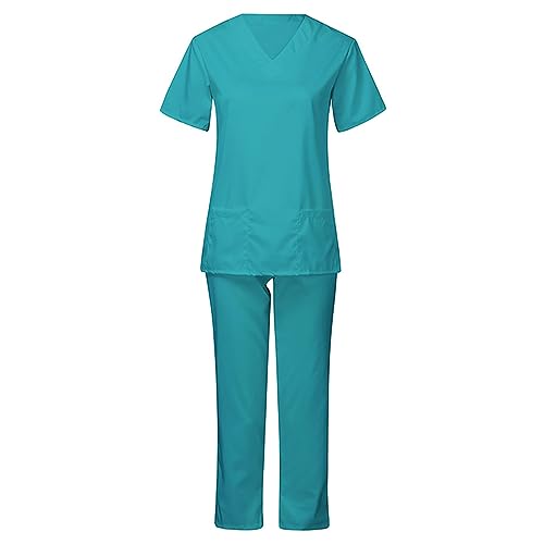 Battnot Kasacks Damen 2-Teiliges Set Medizinische Uniform Unisex medizinische uniform Set mit Kasack und Hose Kasack Damen Pflege Set Sommer Stretch Schlupfhemd Schlupfhose Schrubb-Set von Battnot