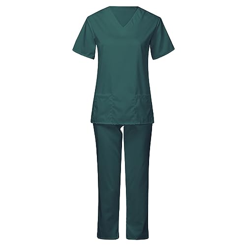 Battnot Kasacks Damen 2-Teiliges Set Medizinische Uniform Unisex medizinische uniform Set mit Kasack und Hose Kasack Damen Pflege Set Sommer Stretch Schlupfhemd Schlupfhose Schrubb-Set von Battnot