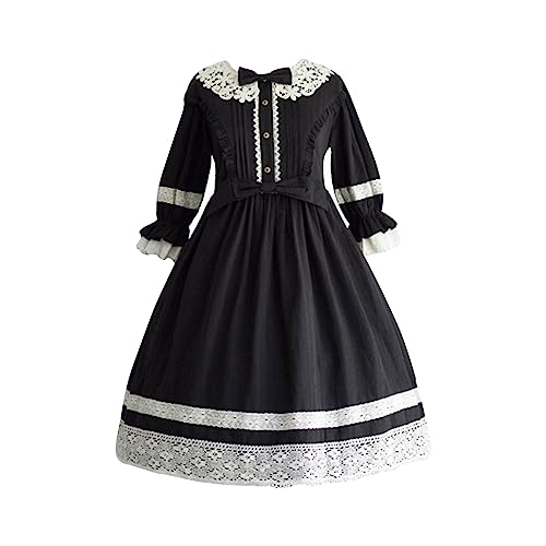 Battnot Lolita Kleid Teens Mädchen Spitze Prinzessin Kleider Japanische Langarm Kleid Mädchen Lolita Prinzessin Kleid japanischen Stil Schleife Langarm Pullover Casual Daily Kleider niedlicher Kleid von Battnot