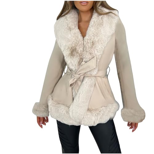 Battnot Mantel Damen Winter Elegant Warm Faux Fur Kunstfell Jacke Lang Kunstpelz Flauschiges Coat Outwear Parka Fellmantel Einfarbige Wintermantel für Frauen Große Größe Herbst Winter Oberbekleidung von Battnot