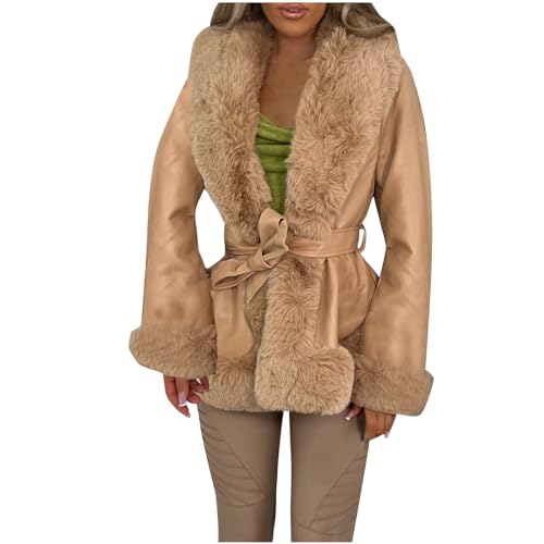 Battnot Mantel Damen Winter Elegant Warm Faux Fur Kunstfell Jacke Lang Kunstpelz Flauschiges Coat Outwear Parka Fellmantel Einfarbige Wintermantel für Frauen Große Größe Herbst Winter Oberbekleidung von Battnot