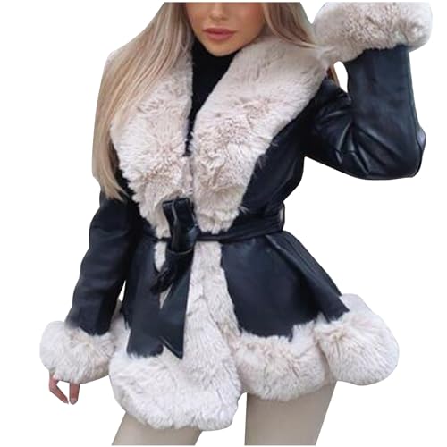Battnot Mantel Damen Winter Elegant Warm Faux Fur Kunstfell Jacke Lang Kunstpelz Flauschiges Coat Outwear Parka Fellmantel Einfarbige Wintermantel für Frauen Große Größe Herbst Winter Oberbekleidung von Battnot