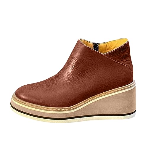 Battnot Plateau Sneaker Damen Wedges Keilabsatz Schuhe Damen Sportschuhe Innere Steigerung Platform Leichte Leder Walking Trainers Weiss Weiße Schwarz Turnschuhe Damen Plateau Schuhe von Battnot