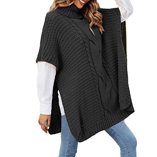 Battnot Pullover Damen Umhang Poncho Damen Elegant Strick Poncho mit Fransen für Damen - Vielseitiger Kapuzen Schal Cape Poncho, Pullover für Frauen, Wickelschal, Geschenk für Mutter von Battnot