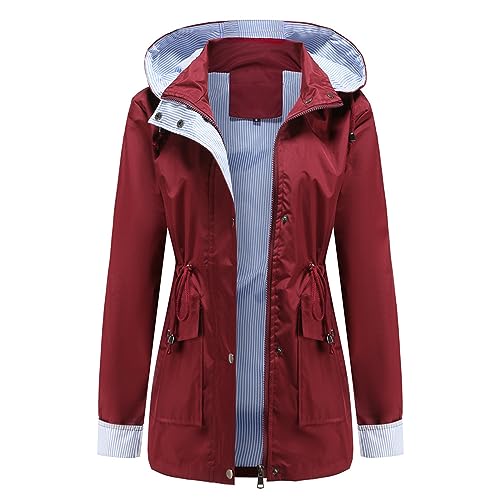 Battnot Regenjacke Damen wasserdichte Softshelljacke Outdoorjacke Atmungsaktive Packbare Übergangsjacke Leichte Jacke mit Kapuze Softshelljacke Fahrradjacke Funktionsjacke Outdoorjacke Regenmantel von Battnot