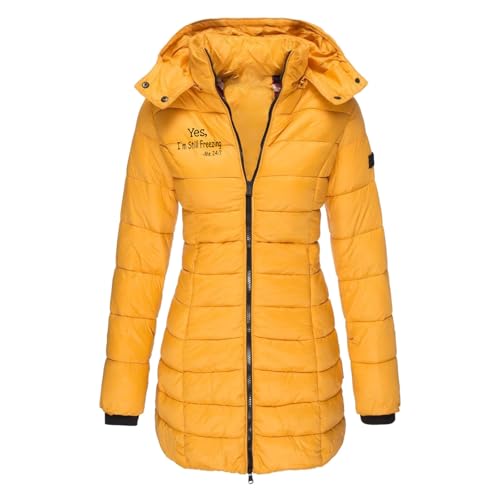 Battnot Steppjacke Damen Puffer Jacke Winterjacke Winter Jacken Lang Warm Daunenmantel mit Kapuze Elegant Wintermantel Steppmantel mit Kapuze Steppjacke Langer Outdoor Mantel Outdoorjacke von Battnot