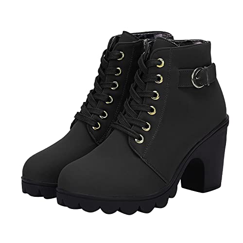 Battnot Stiefeletten für Damen Herbst Winter Klassische Kurz Stiefel Winter Schuhe mit Absatz Kurze Stiefel Damen Stiefeletten Blockabsatz Freizeitschuhe rutschfest Abend Party Braut Schuhe von Battnot