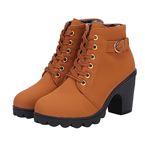 Battnot Stiefeletten für Damen Herbst Winter Klassische Kurz Stiefel Winter Schuhe mit Absatz Kurze Stiefel Damen Stiefeletten Blockabsatz Freizeitschuhe rutschfest Abend Party Braut Schuhe von Battnot