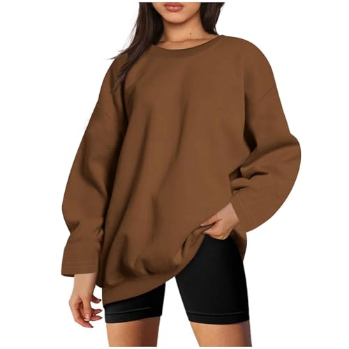 Battnot Sweatshirt Damen Pullover Winter Elegant Langarm Rundhals Oberteile Einfarbig Casual Langarmshirt Ohne Kapuze Elegant Einfarbig Langarmshirt Pulli Teenager Mädchen Streetwear von Battnot