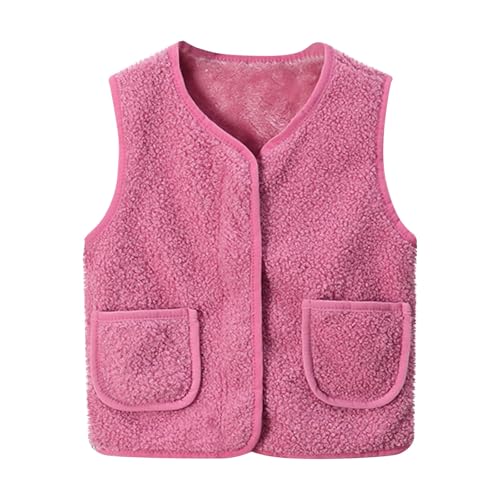 Battnot Teddy Fleece Weste Kinder Jungen Mädchen Ärmellos Fleecejacke Kurz V-Ausschnitt Teddyfleece Jacke Locker Weste Winter Warm Teddyweste Outdoor Winterjacke Plüschweste Mädchen Übergangsjacke von Battnot