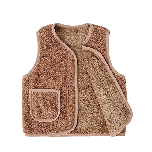 Battnot Teddy Fleece Weste Kinder Jungen Mädchen Ärmellos Fleecejacke Kurz V-Ausschnitt Teddyfleece Jacke Locker Weste Winter Warm Teddyweste Outdoor Winterjacke Plüschweste Mädchen Übergangsjacke von Battnot