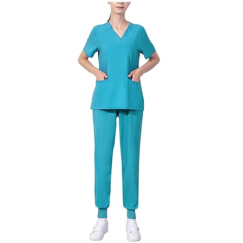 Battnot Uniform Unisex medizinische uniform Set mit Kasack und Hose Kasack Damen Pflege Set Sommer Stretch Schlupfhemd Schlupfhose Schrubb-Set Kasacks Damen 2-Teiliges Set Medizinische von Battnot