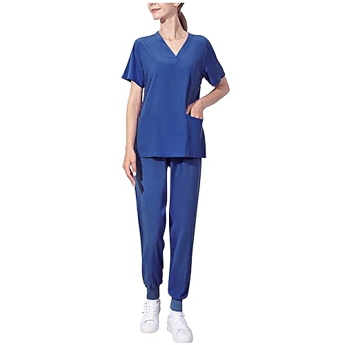 Battnot Uniform Unisex medizinische uniform Set mit Kasack und Hose Kasack Damen Pflege Set Sommer Stretch Schlupfhemd Schlupfhose Schrubb-Set Kasacks Damen 2-Teiliges Set Medizinische von Battnot