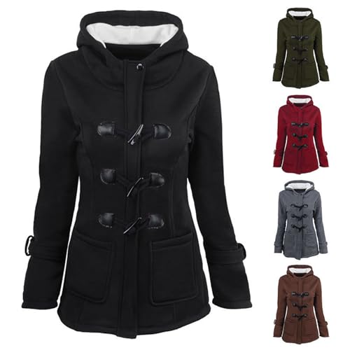 Battnot Winterjacke Damen Warme Lang Mantel Wildleder Fleecejacke Damen Zweireiher Midi Länge Hupenknöpfe Locker Longline Winterjacke Wollmantel Urlaub Freizeit Damenbekleidung Reisen Damenjacke von Battnot