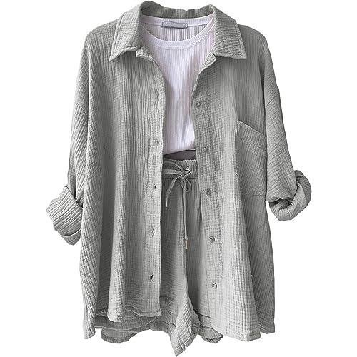 Zweiteiler Damen Sommer Musselin Bluse Hemd und Shorts Clothes Aesthetic Lounge Set Damen Strand Outfit Set Two Piece Set Women Mode Leicht Outfits Kleidung 2 Teiler Set Y2k Clothes Zweiteiler Damen Sommer Musselin Bluse Hemd und Shorts Clothes Aesthetic Lounge Set Damen Strand Outfit Set Two Piece Set Women Mode Leicht Outfits Kleidung 2 Teiler Set Y2k Clothes von Battnot