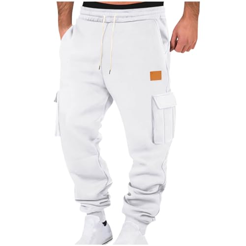 Baumwolle Cargohose Herren Lang Einfarbig Arbeitshosen Multi Taschen Tunnelzug Hose Baggy Luftig Wanderhose Schlichter Klassisch Freizeithose Sporthose Workout Outdoor Hosen von Battnot