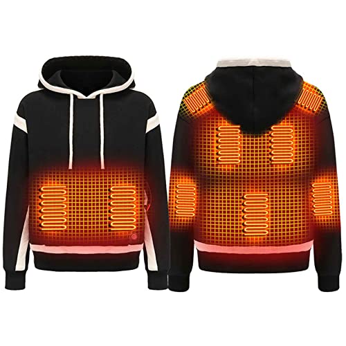 Beheizbare Hoodie Damen Beheizbare Pullover Herren Damen Langarm Baumwolle Beheizte Kapuzenpullover USB Elektrisch Beheizbare Sweatershirt mit Kapuze Erwachsene Bluse Tops Mantel mit Heizung von Battnot